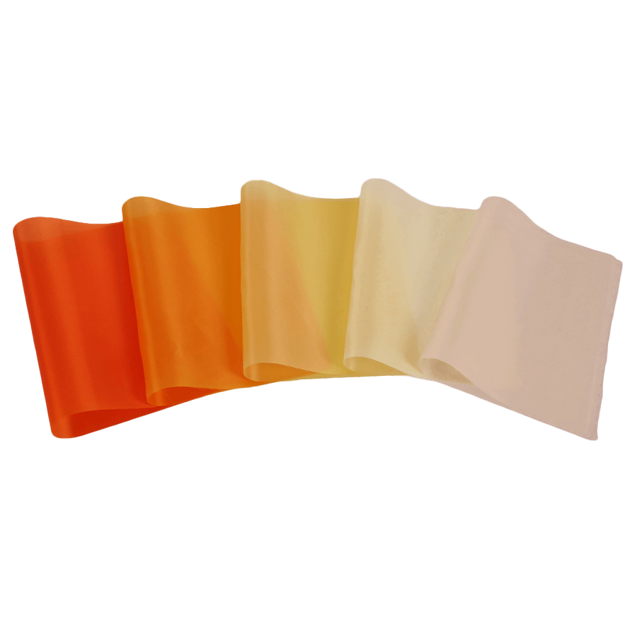 キュプラレーヨン羽二重《オレンジ・黄色系》5色セット A4サイズ(約21×30cm) つまみ細工用